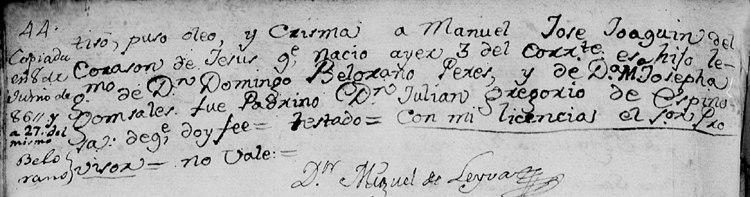 Bautismo Manuel Belgrano