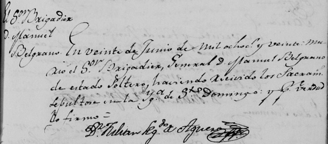 Defunción de Manuel Belgrano